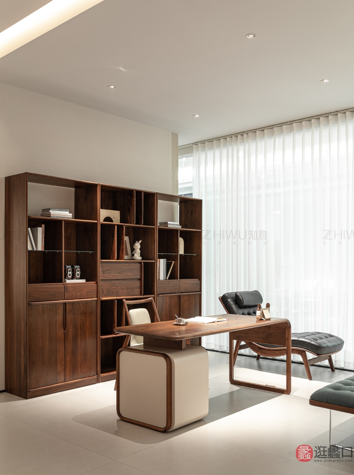 知物北美黑胡桃家具书房意式极简书桌椅43